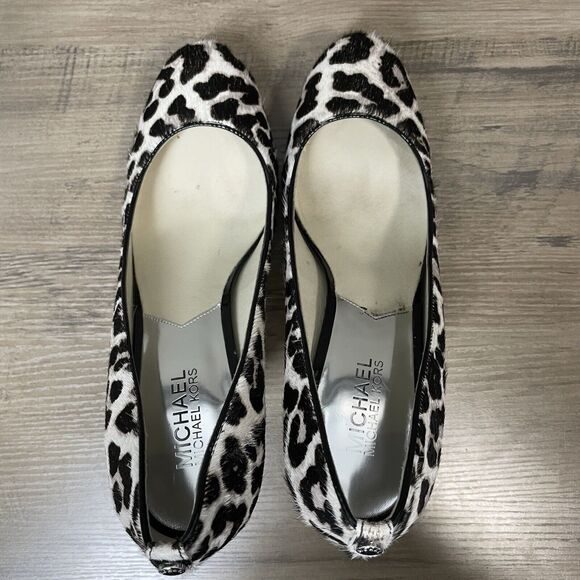 MICHAEL KORS MK Flex Mid pump Cream Printed Calf Hair CHEETAH Animal Print 9.5M - Picture 5 of 9